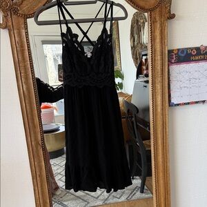 mittoshop Black Lace Bodice Slip with Strappy Back